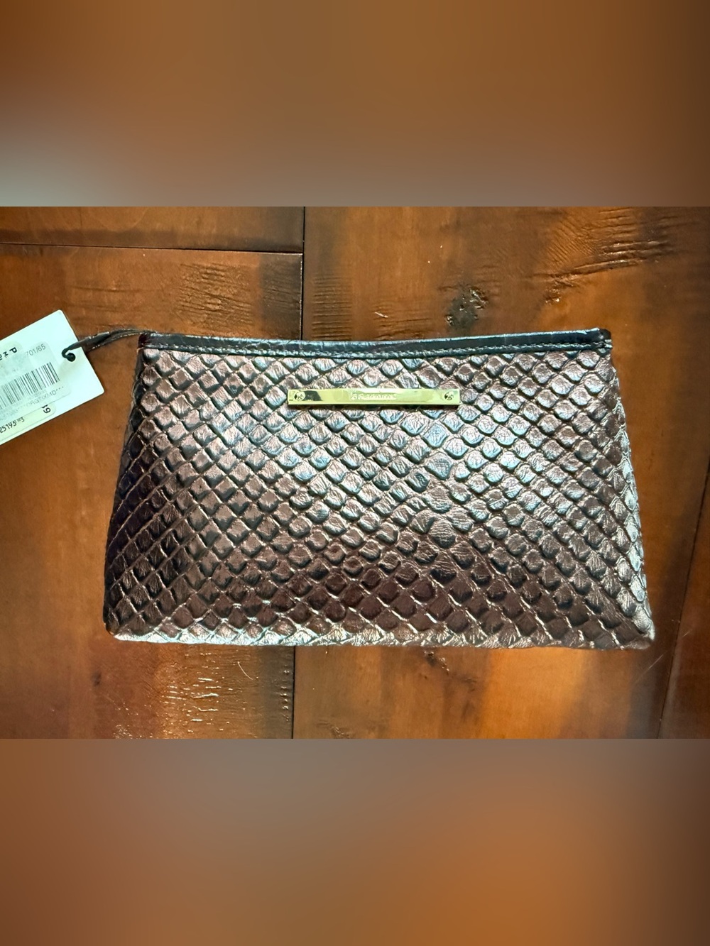 Brahmin Metallic Textured Clutch in Deep Wine